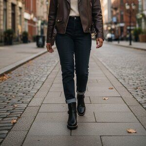 Naturalizer Cabaret Moto Ankle Boot Women's Size 9 Black Ankle Lug Sole Bootie